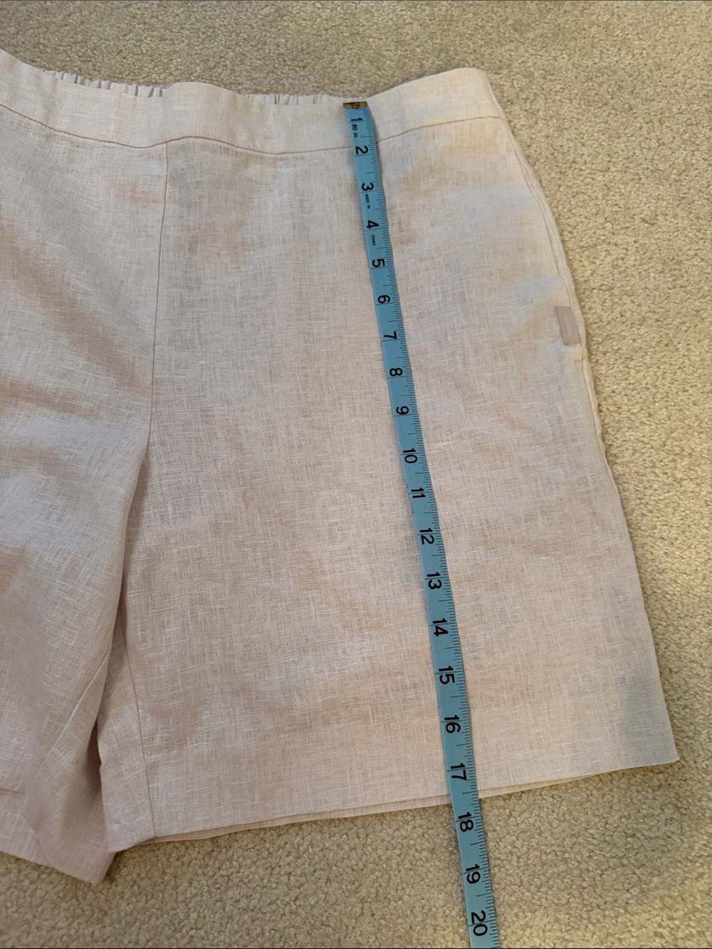 Calvin Klein Cream Linen Bermuda Shorts - Picture 6 of 11